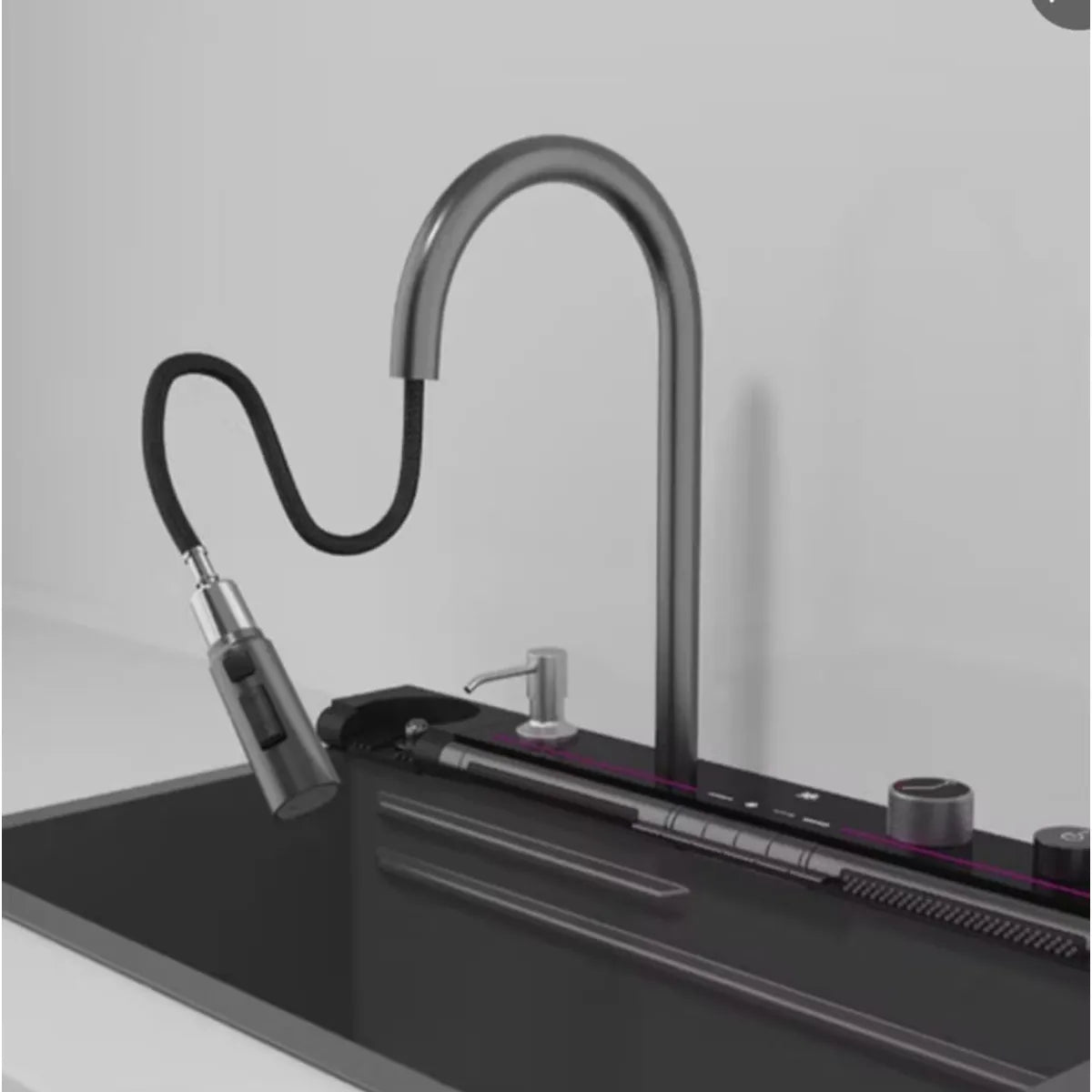 Lavaplatos Inteligente 7 Teclas Acero Inoxidable SUS 304 con Doble Cascada y Medidor LED