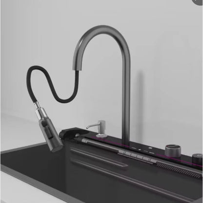 Lavaplatos Inteligente 7 Teclas Acero Inoxidable SUS 304 con Doble Cascada y Medidor LED