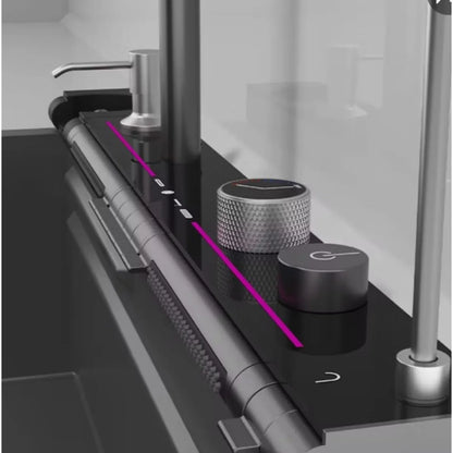 Lavaplatos Inteligente 7 Teclas Acero Inoxidable SUS 304 con Doble Cascada y Medidor LED