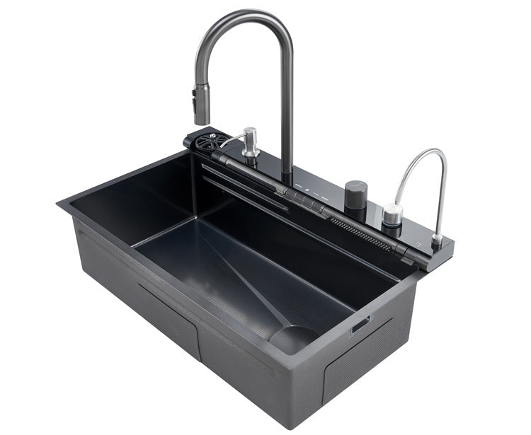 Lavaplatos Inteligente 7 Teclas Acero Inoxidable SUS 304 con Doble Cascada y Medidor LED
