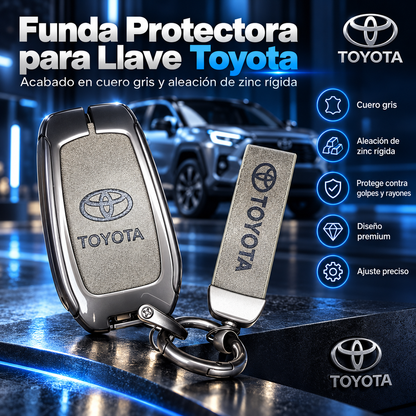 🔑 Funda Protectora Premium para Llave Toyota – Cuero Gris + Aleación de Zinc