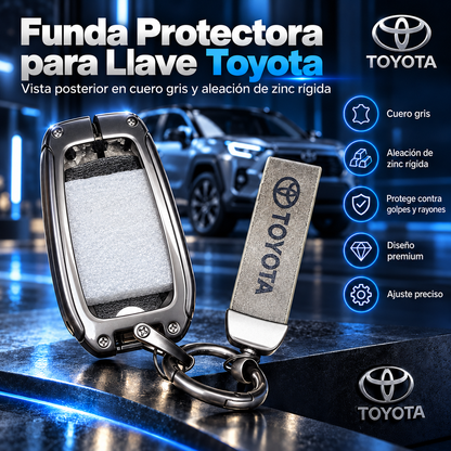 🔑 Funda Protectora Premium para Llave Toyota – Cuero Gris + Aleación de Zinc